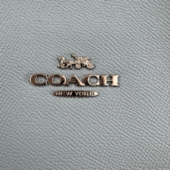 Coach Sky Blue Leather Zip Top Tote Bag - Picture 3 of 13